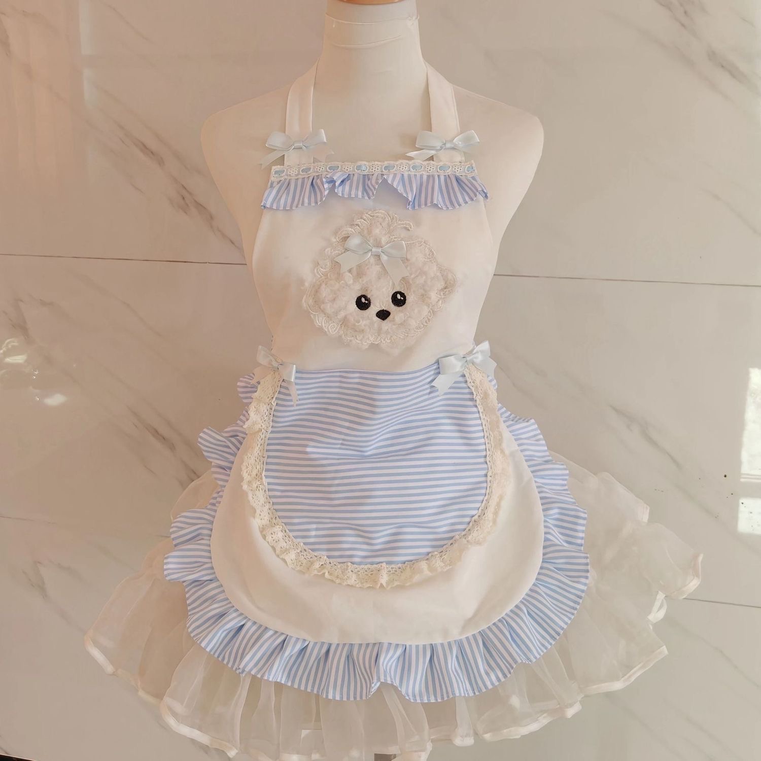 Kitchen Baking Must Haves - 1pc 귀여운 줄무늬 앞치마 공주 스타일