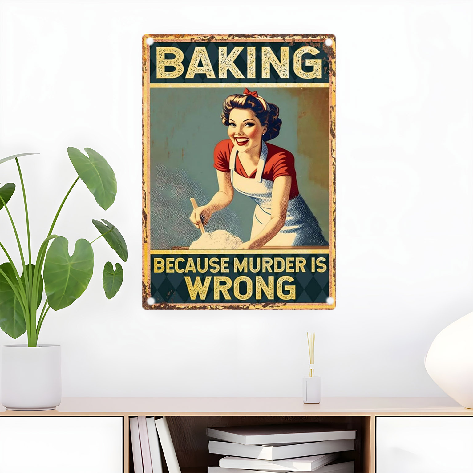 Kitchen Baking Wall Art - 빈티지 재미있는 베이킹 명언 금속 벽