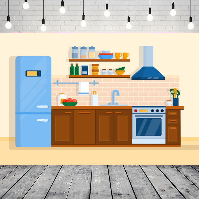 Kitchen Baking Background - 만화 주방 사진 배경 어린이 베이킹