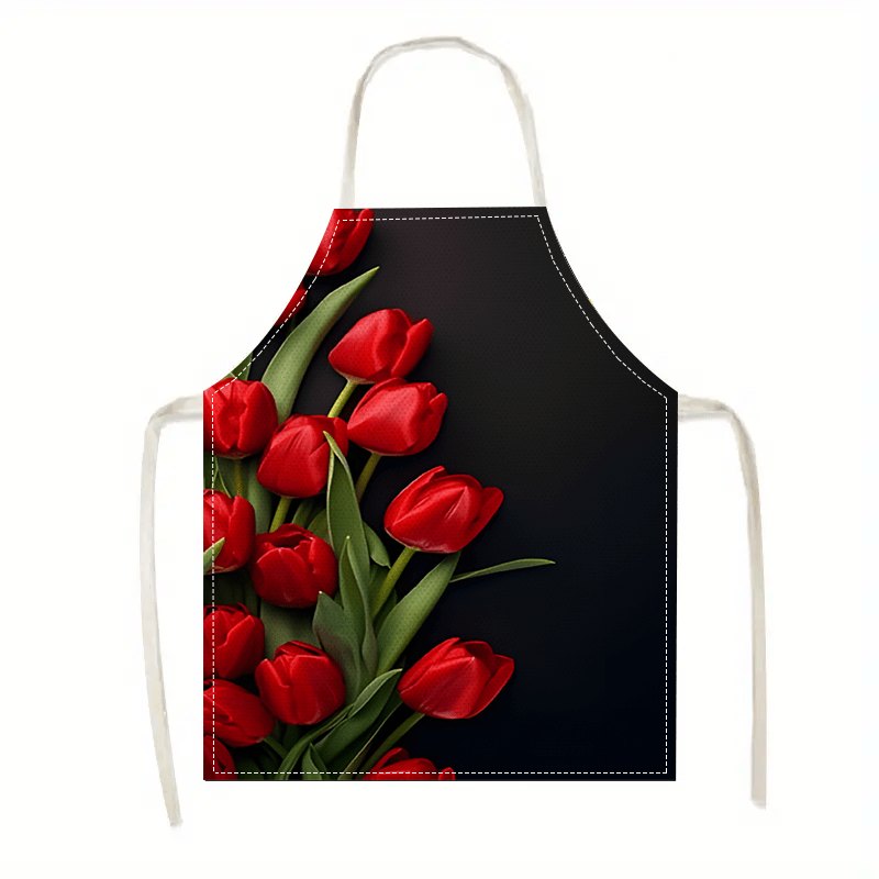 Kitchen Baking Background - 1개 레드 튤립 꽃 검정 배경
