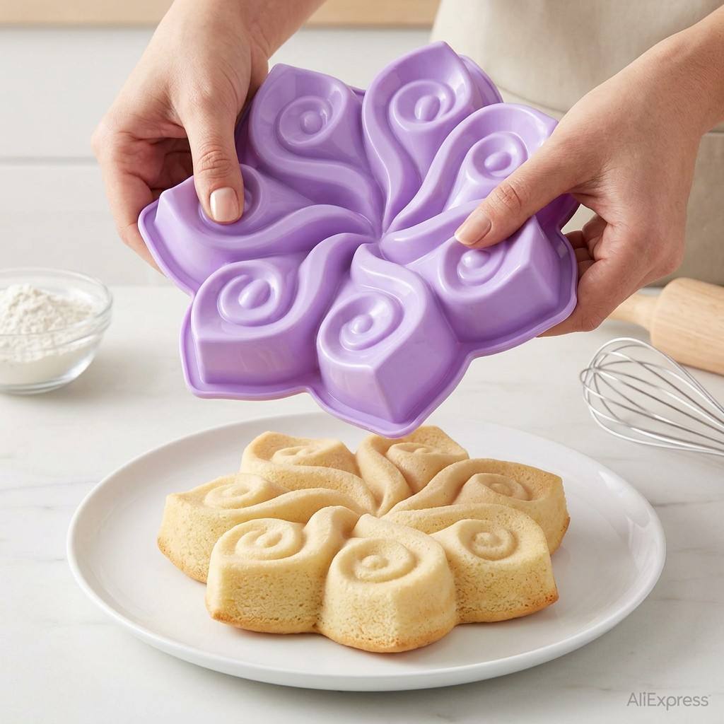 대형 꽃 모양 실리콘 케이크 몰드, 나선형 스월 베이킹 - Kitchen Baking Store 리뷰 및 가격