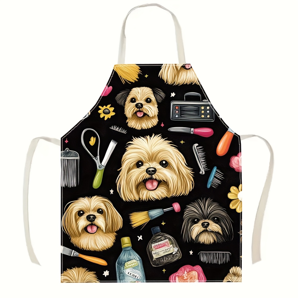 1pc 귀여운 강아지 얼굴과 살롱 도구가 프린트된 재미 - Kitchen Baking Background 리뷰 및 가격
