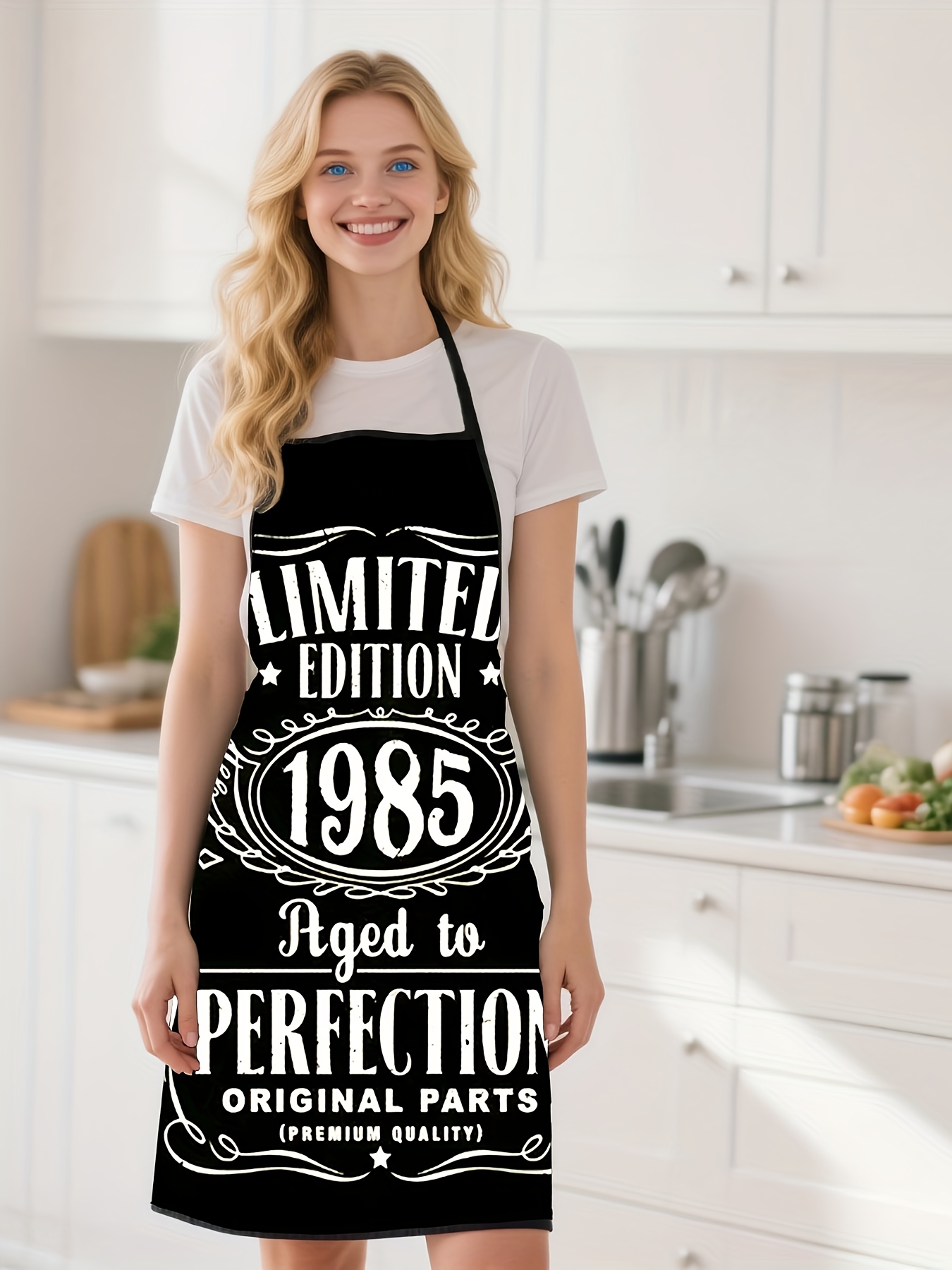 '1985' 디자인의 검은색 배경 주방 앞치마, 고품질 - Kitchen Baking Background 리뷰 및 가격