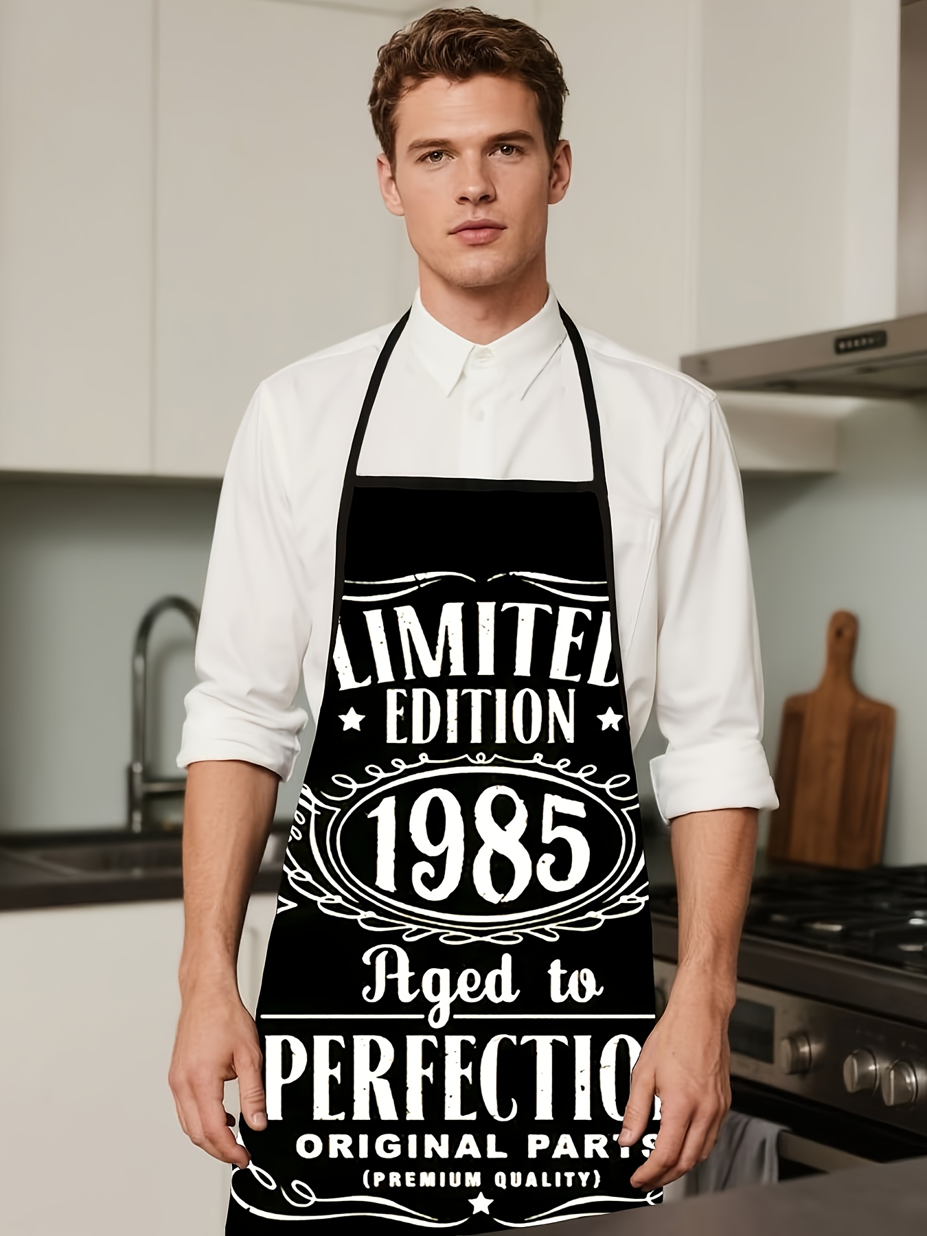 '1985' 디자인의 검은색 배경 주방 앞치마, 고품질 - Kitchen Baking Background 리뷰 및 가격