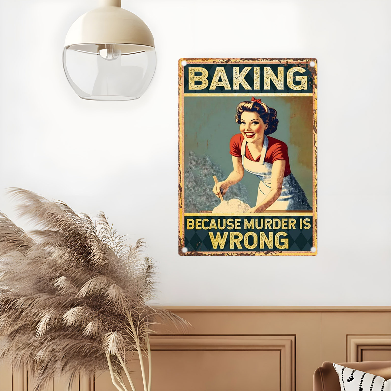 빈티지 재미있는 베이킹 명언 금속 벽 장식 표지판 -  - Kitchen Baking Wall Art 리뷰 및 가격