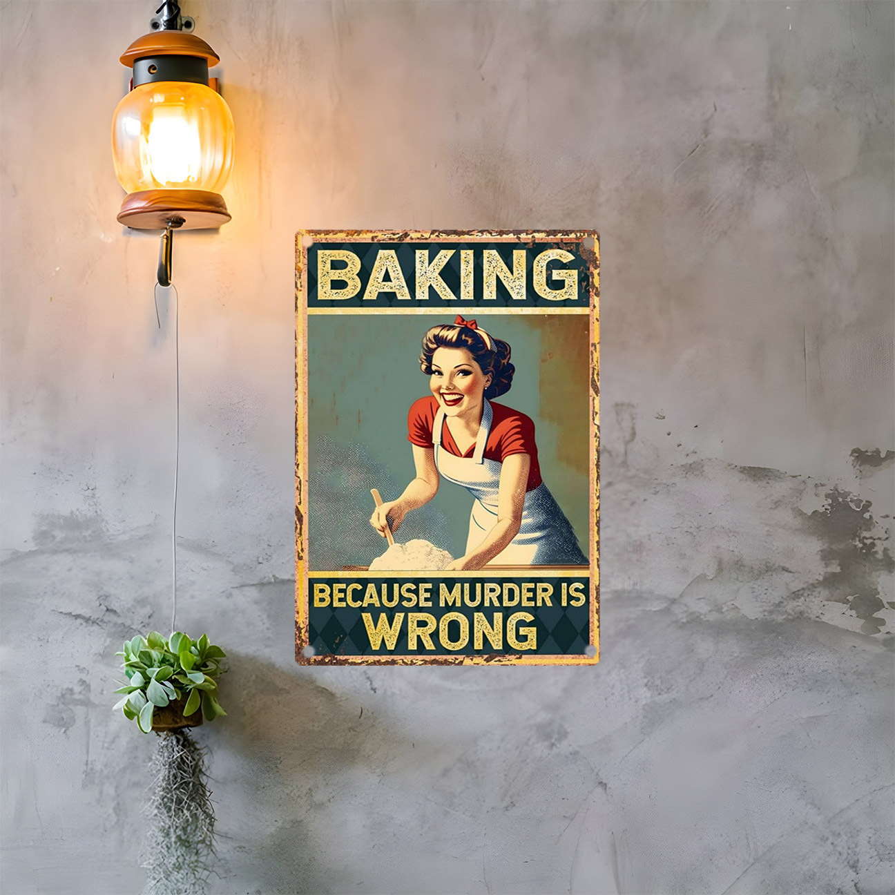 빈티지 재미있는 베이킹 명언 금속 벽 장식 표지판 -  - Kitchen Baking Wall Art 리뷰 및 가격
