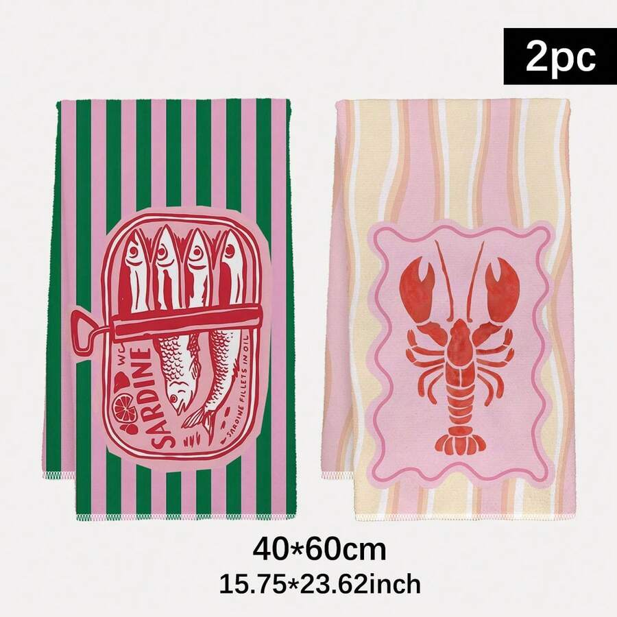 2개, 분홍색과 녹색 줄무늬가 있는 새우와 생선 주방  - Kitchen Baking Must Haves 리뷰 및 가격