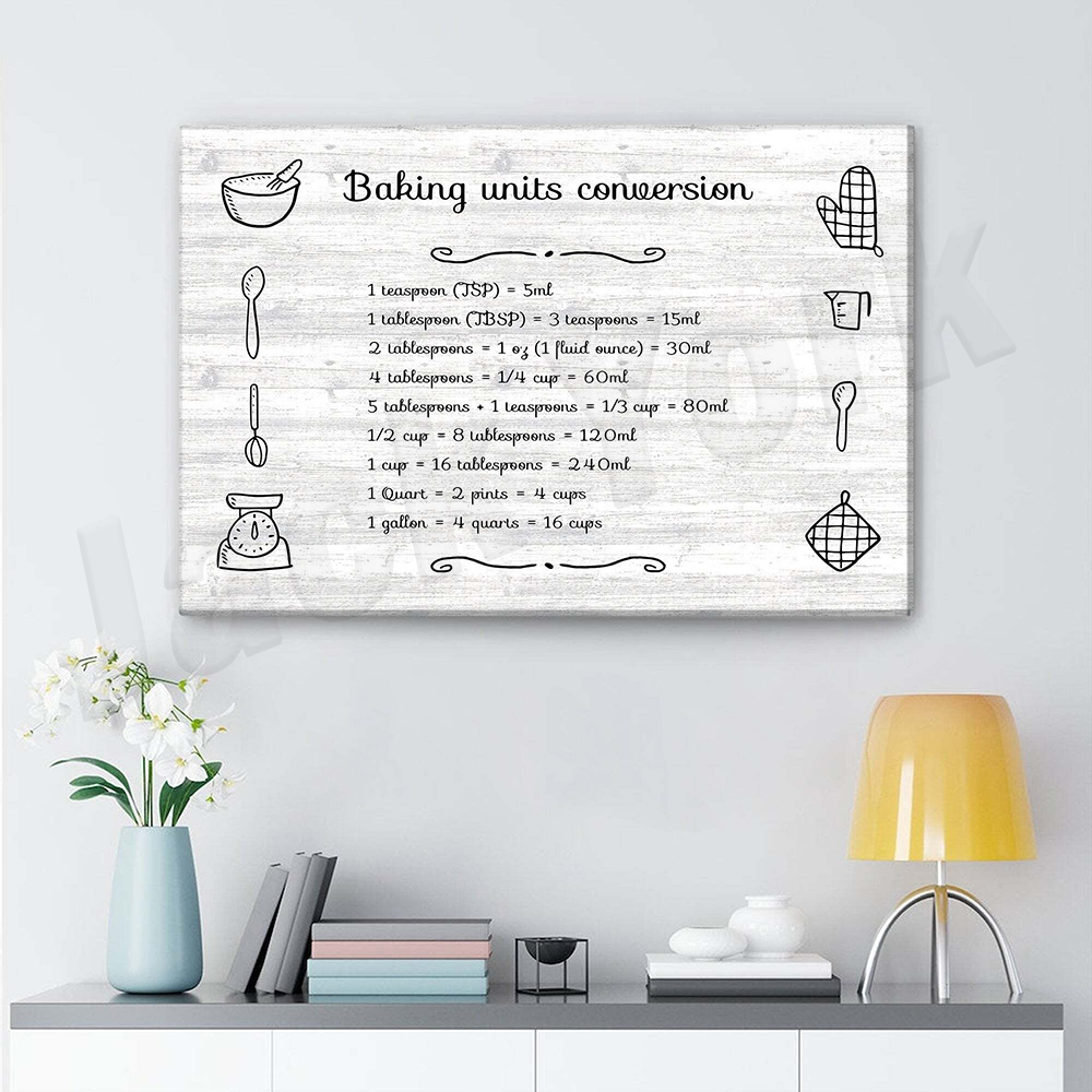 베이킹 프린트, 요리 및 베이킹 단위 변환 아트, 아내 - Kitchen Baking Wall Art 리뷰 및 가격