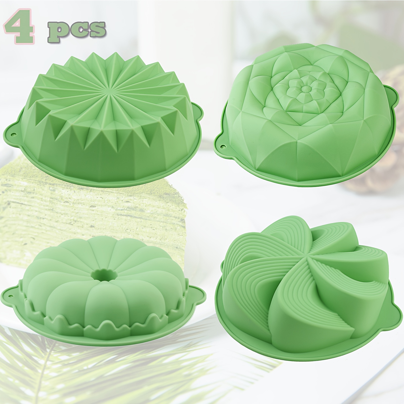 4피스 꽃 모양 실리콘 케이크 몰드, 논스틱 실리콘 케 - Kitchen Baking Must Haves 리뷰 및 가격